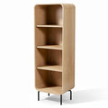 **Modern Minimalist Wooden Bookshelf with Open Shelves**