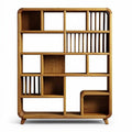 **Modern Wooden Bookshelf with Asymmetrical Design**