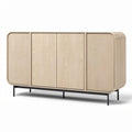 **Modern Wooden Sideboard with Curved Edges and Metal Legs**