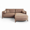 **Modern Beige Sectional Sofa with Rounded Arms and Cushions**