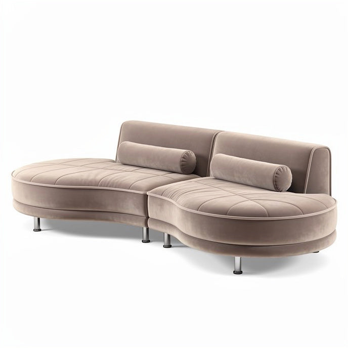 **Modern Curved Sofa with Plush Upholstery and Contemporary Design**