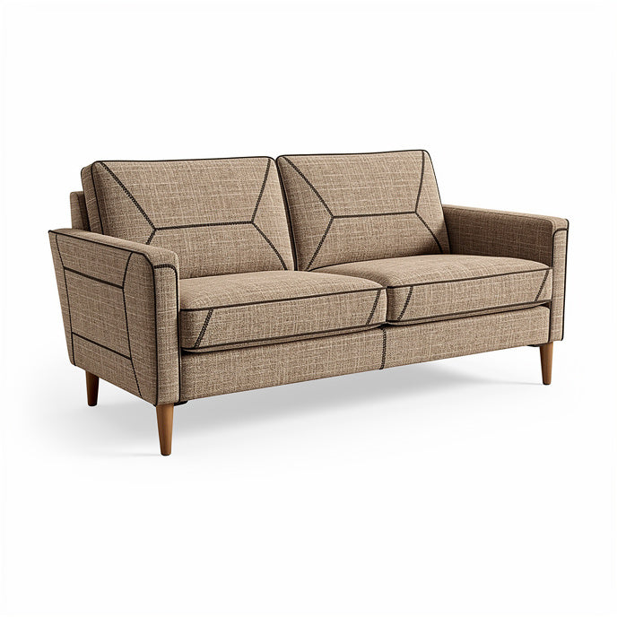 **Stylish Mid-Century Modern Sofa with Geometric Upholstery**