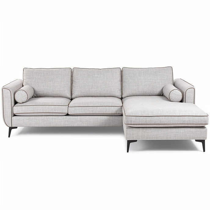 **Modern Sectional Sofa with Reversible Chaise and Bolster Pillows**